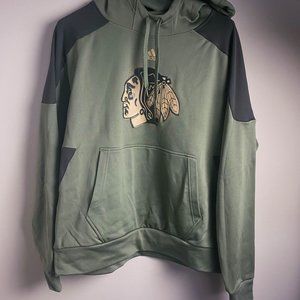 Men's Chicago Blackhawks Adidas Olive Military Appreciation Primegreen Pullover